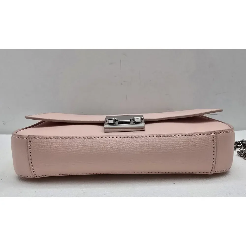 Loeffler Randall Leather Crossbody Clutch Salmon Pink Chain Strap Envelope Bag